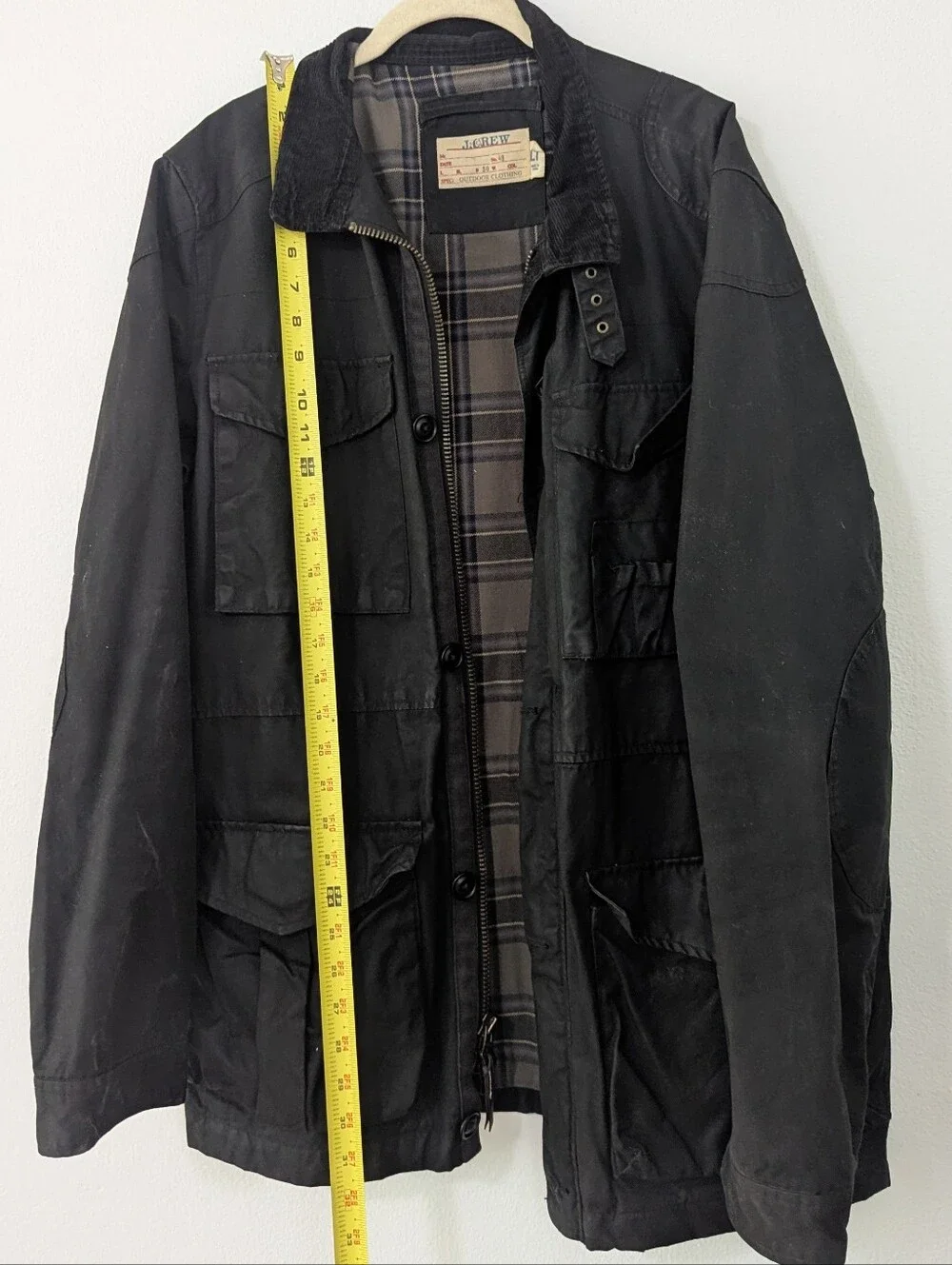 Vintage J. Crew Coated Barn Jacket The British Millerain Black Pockets Large T